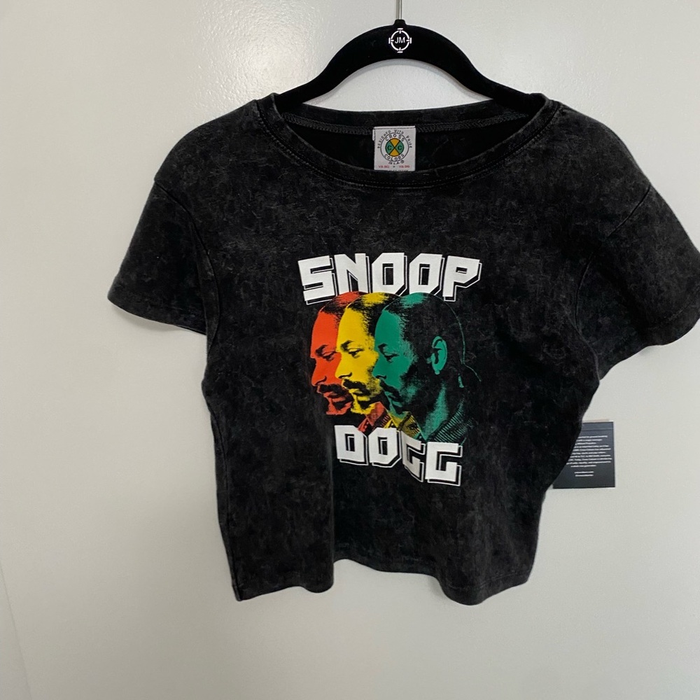 Cross Colors Snoop Dogg Black Crop Short Sleeve Tee Med NWT